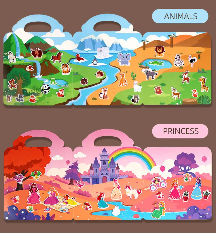 Reusable Sticker Book for Kids with Multi-Scene Bubble Jelly Stickers