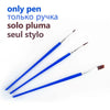 A set of three blue paintbrushes shown against a white background.