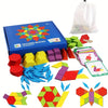 155-Piece Wooden Jigsaw Puzzle Set for Kids – Colorful Montessori Geometric Shapes Learning Toy
