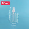 A clear glass refillable travel spray bottle with a fine mist pump, labeled 80ml.