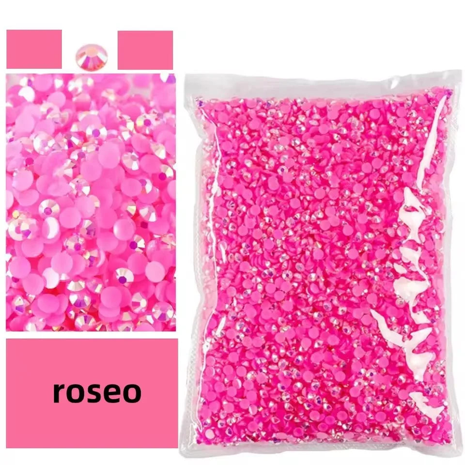Bag of pink rose gold flat back resin rhinestones for crafts and DIY projects