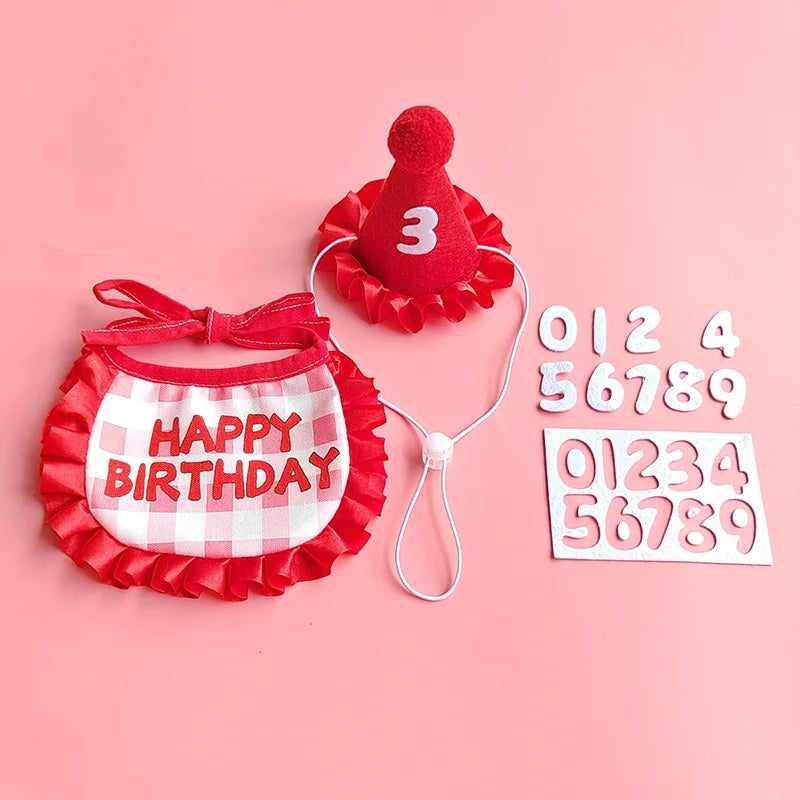 Pet Birthday Hat and Bib Celebration Set