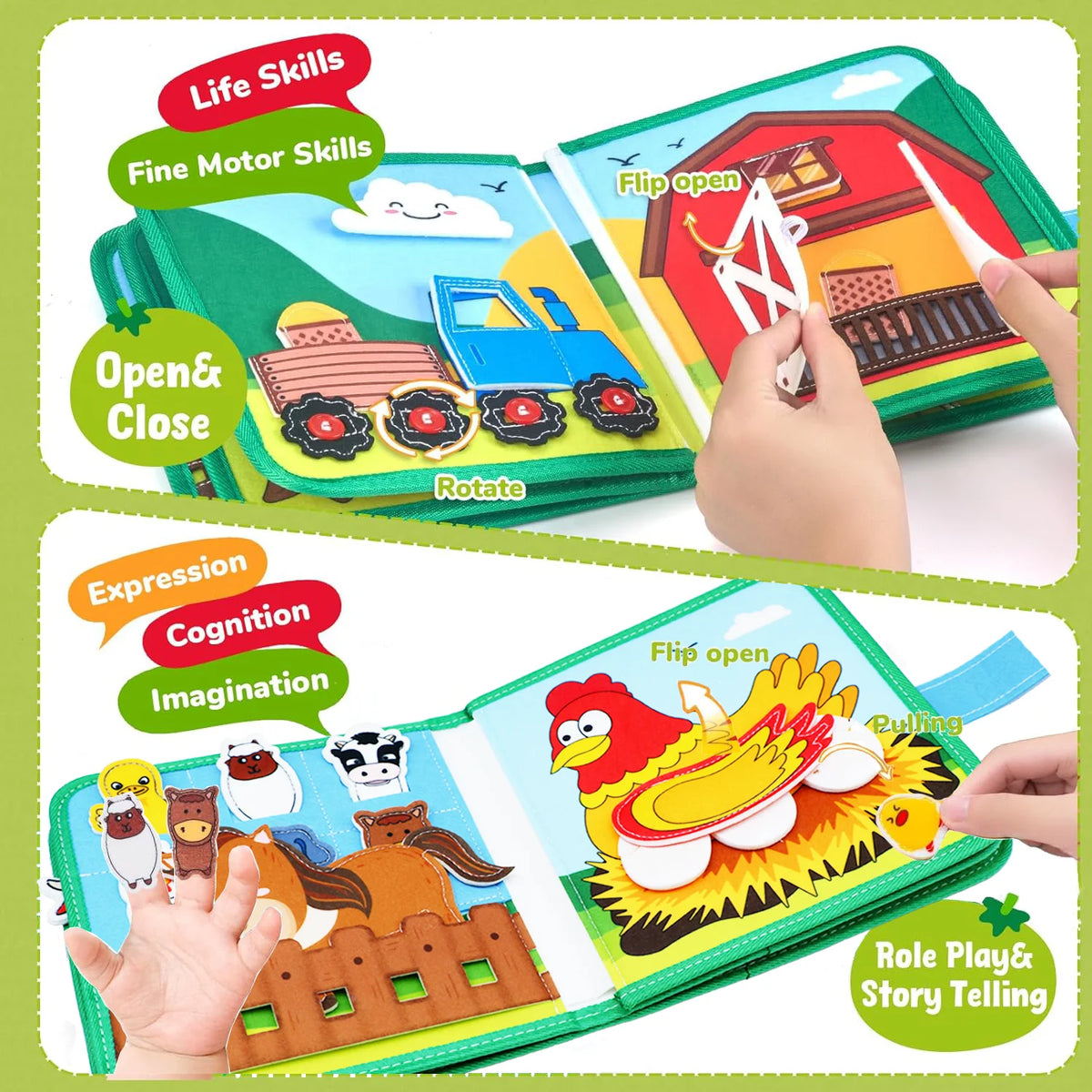 Montessori Quiet Book for Toddlers – Sensory Activity Book for Daily Life Skills