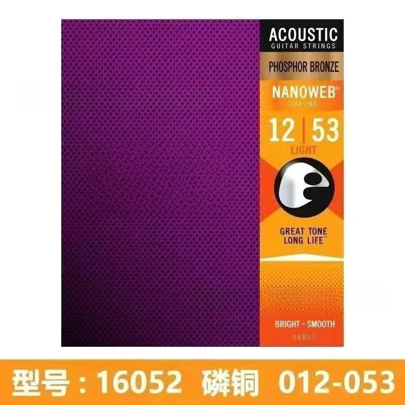 A box for Acoustic Guitar Strings in Phosphor Bronze coating with light 12 and 53 gauge options