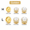 Gold and silver rhinestone pearl beads for jewelry making and DIY crafts shown in medium and large sizes