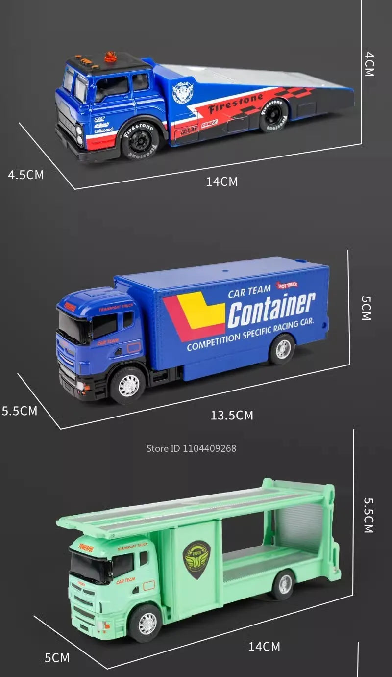 Diecast Metal Container Truck with Trailer – Pull-Back Action