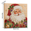 A diamond painting kit featuring a festive Christmas scene of Santa Claus with a white beard and red suit, framed in a wooden