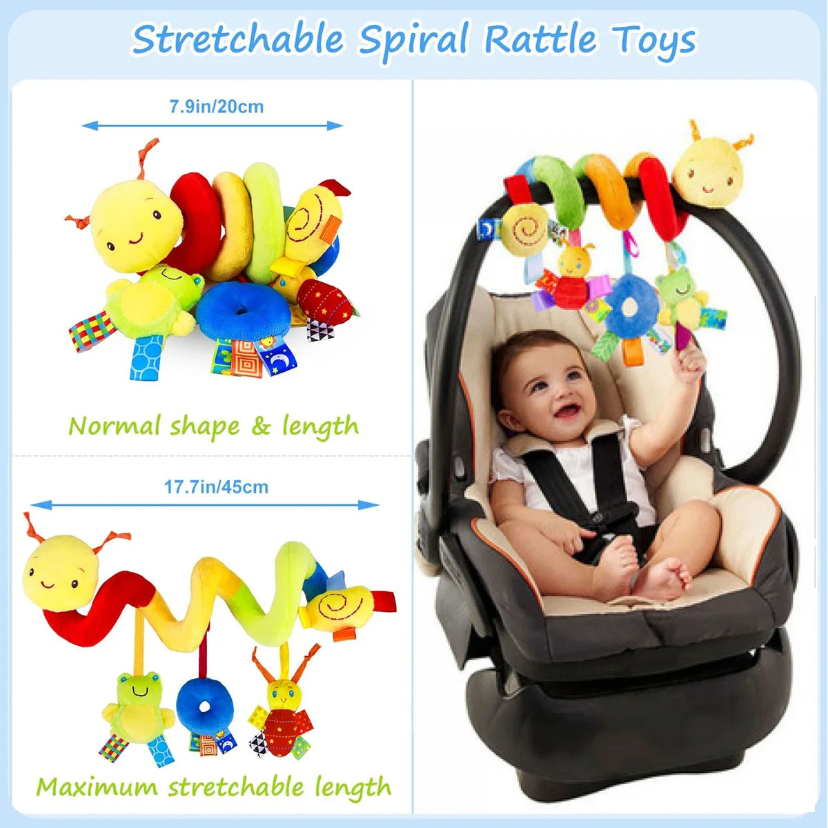 Soft Plush Hanging Baby Toy with Rattles and Teethers
