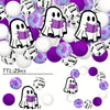 A collection of 25 purple and white Halloween silicone ghost beads for jewelry and crafting.