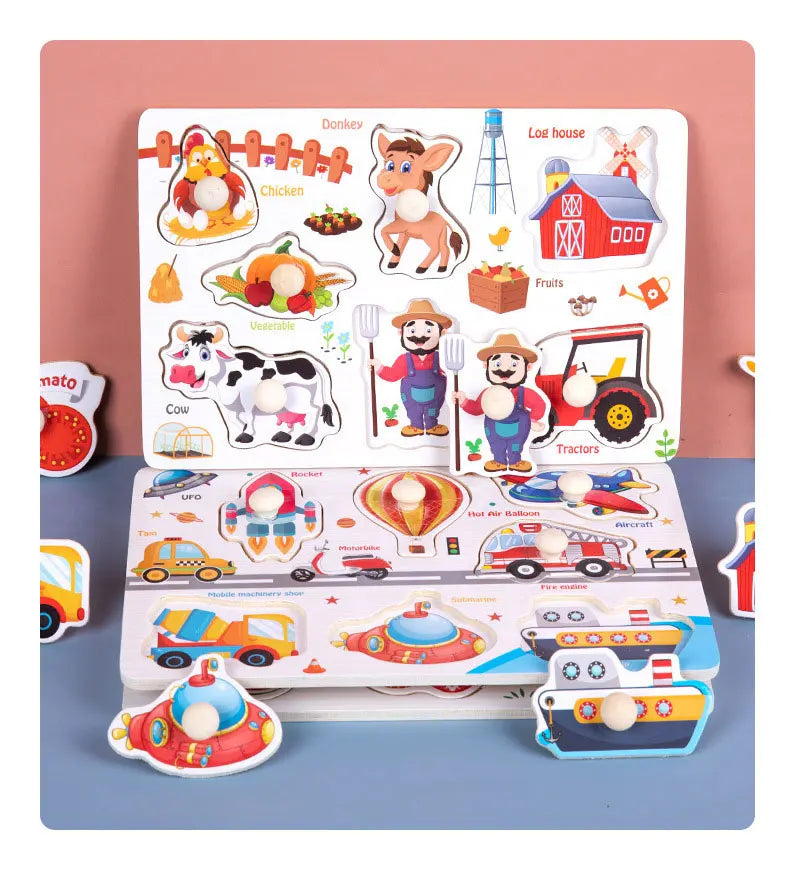 Wooden Alphabet & Number Peg Puzzles for Toddlers