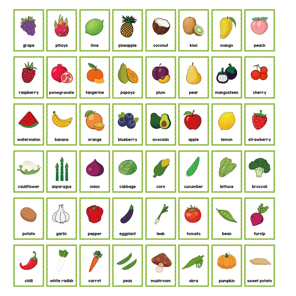 Montessori English Word Learning Cards for Kids