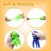 Soft and stretchy green water balls shaped like octopuses being held by a hand.