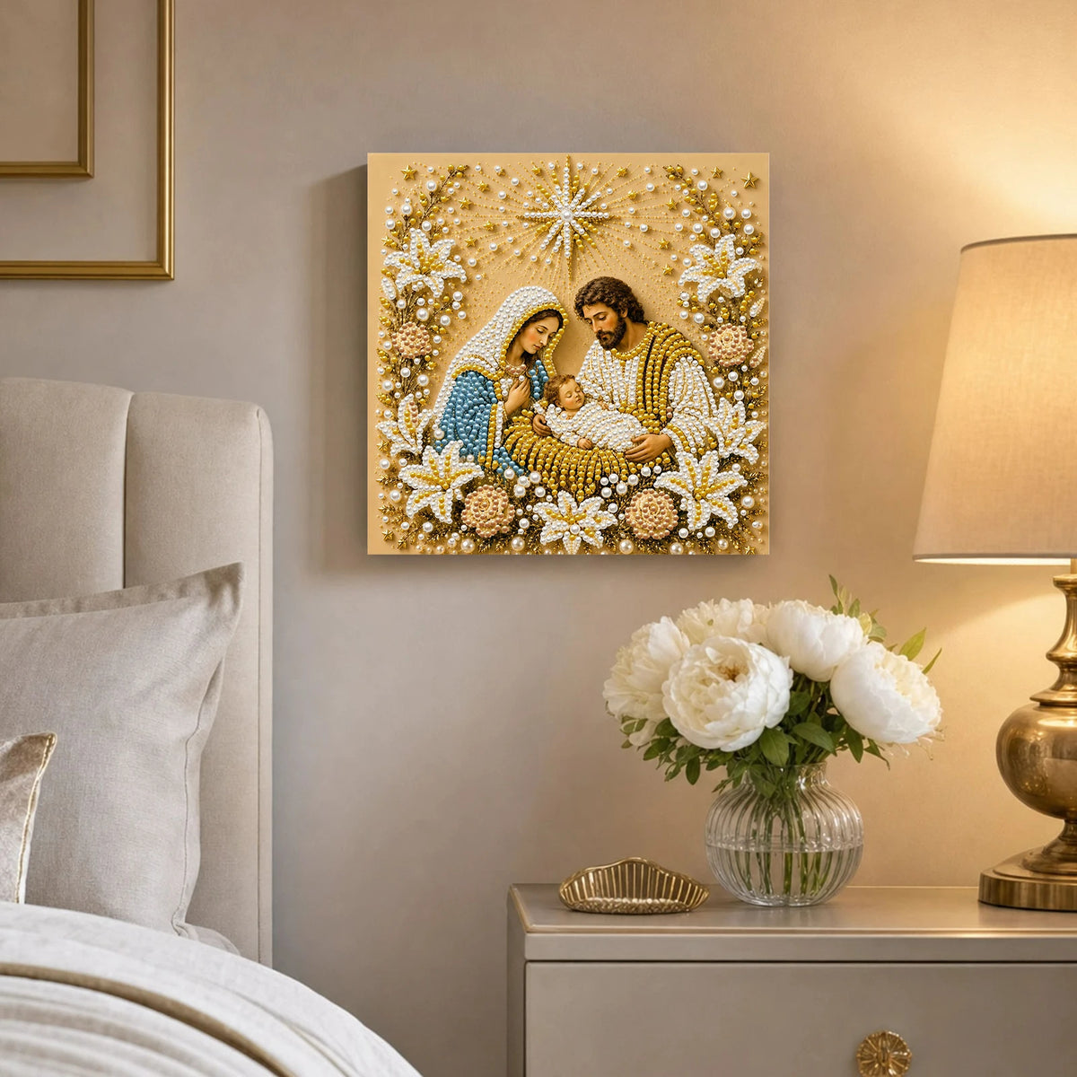 Religious Diamond Painting Kit with Frame – Jesus and Holy Mary