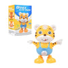 A yellow tiger toy designed for dancing, featuring music and lights.
