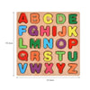 A wooden alphabet puzzle with colorful letters A through Z for Montessori learning.