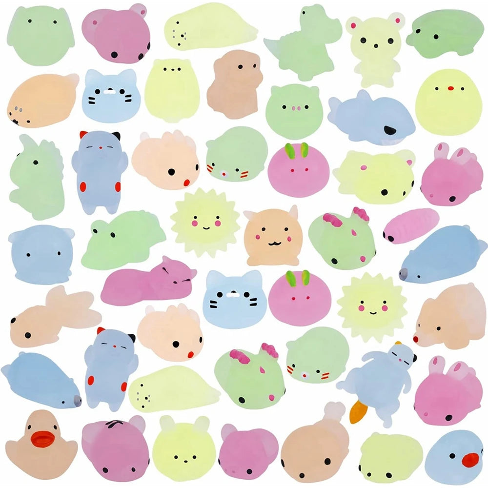 Kawaii Animal Squishy Toys – Glow in the Dark Stress Relievers (Party Pack)