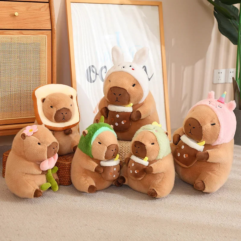 Adorable Capybara Plush Toy with Cute Turtle Backpack