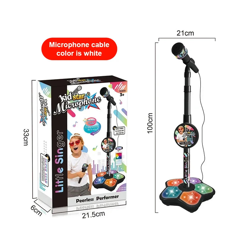 Kids Karaoke Microphone Stand Set with Party Lights