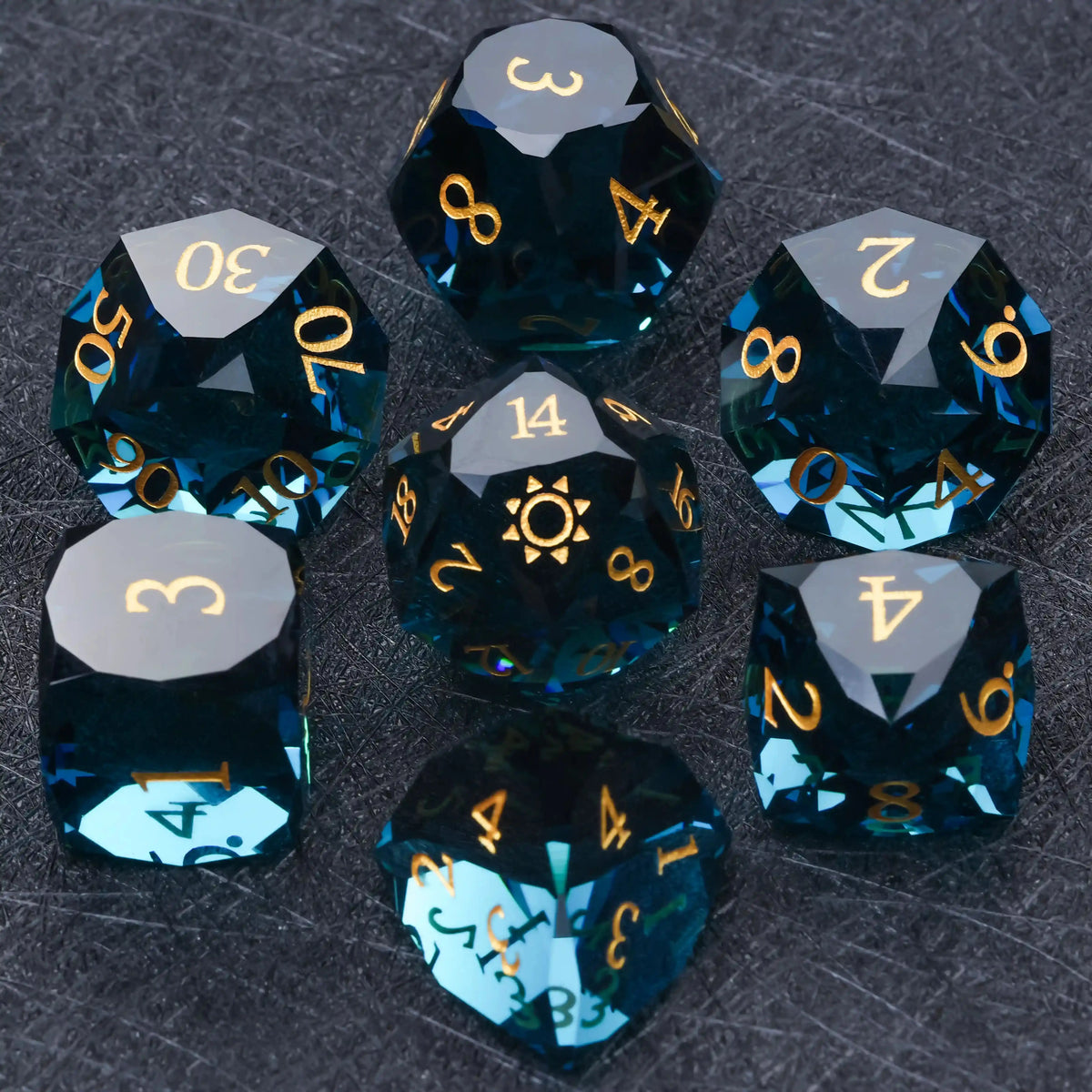 Premium 7-Piece Frosted Gemstone Polyhedral Dice Set for Tabletop RPGs