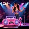 Kids Karaoke Microphone with Guitar Stand and LED Lights