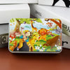 A rectangular jigsaw puzzle featuring various wooden animals like a giraffe, lion, and elephant in a lush green forest settin