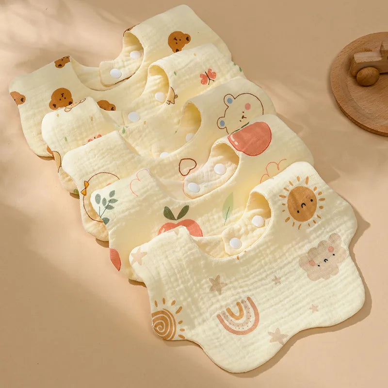 6-Layer Cotton Gauze Baby Bibs (3-Pack)