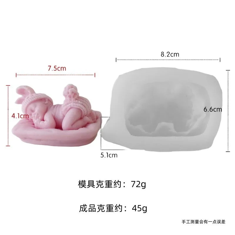 3D Sleeping Baby Silicone Mold for Candle, Resin & Soap Making