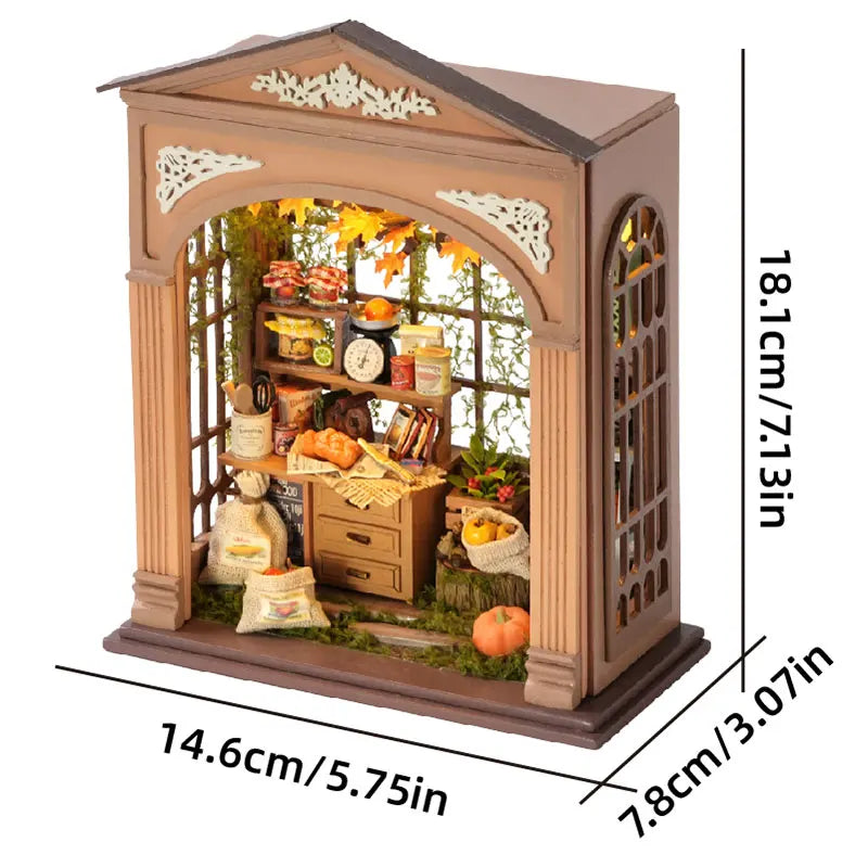 DIY Wooden Dollhouse Miniature Kit with LED Lights