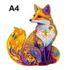 A vibrant, detailed illustration of a fox in an orange and purple watercolor style.