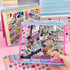 A pink and purple sticker book featuring 3D kawaii miniature scenes for scrapbooking and journaling