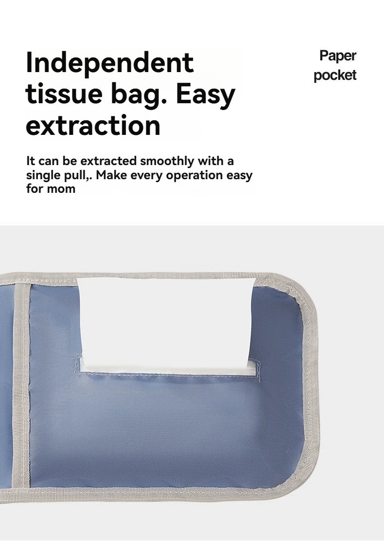 A close-up view of a blue portable waterproof baby changing mat with a light gray trim.