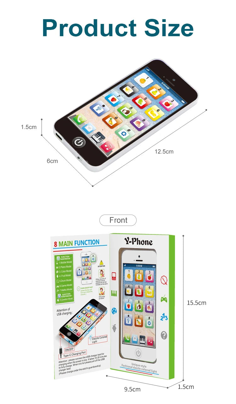 Kids' Interactive Learning Phone – Musical Toy with Lights & English Sounds