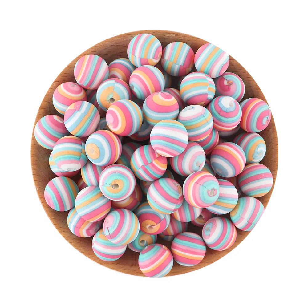 Pink Silicone Round Beads for DIY Jewelry Making