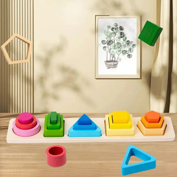 Montessori Wooden Sorting & Stacking Toy for Toddlers