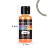 A bottle of orange acrylic paint with a black cap and label, showing the size dimensions.