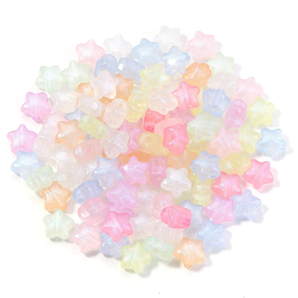 Mermaid Star Acrylic Beads – 10mm Luminous Loose Beads for DIY Jewelry