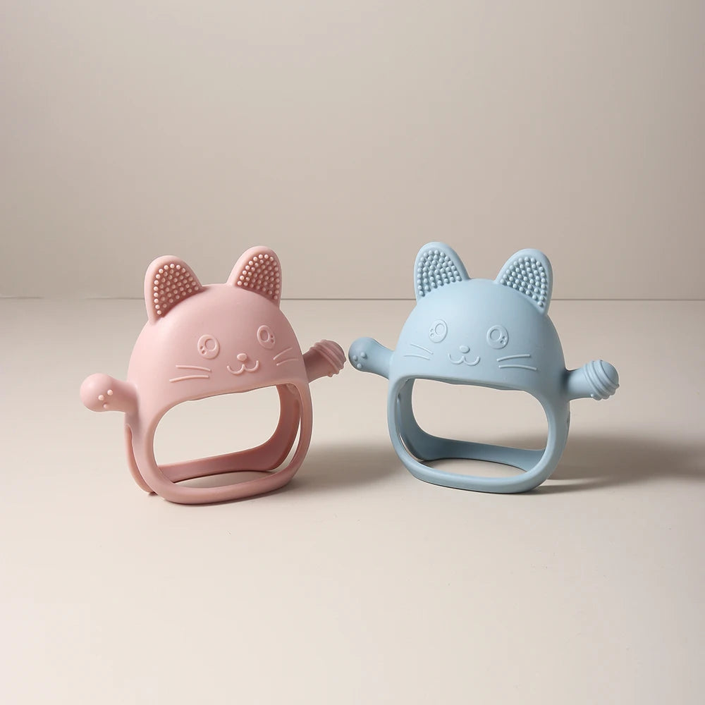 Baby Teething Mittens - Food-Grade Silicone Chew Glove with Cute Bunny Design