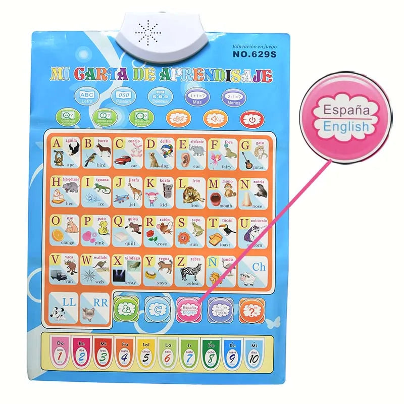 Bilingual English-Spanish Interactive Learning Poster for Toddlers
