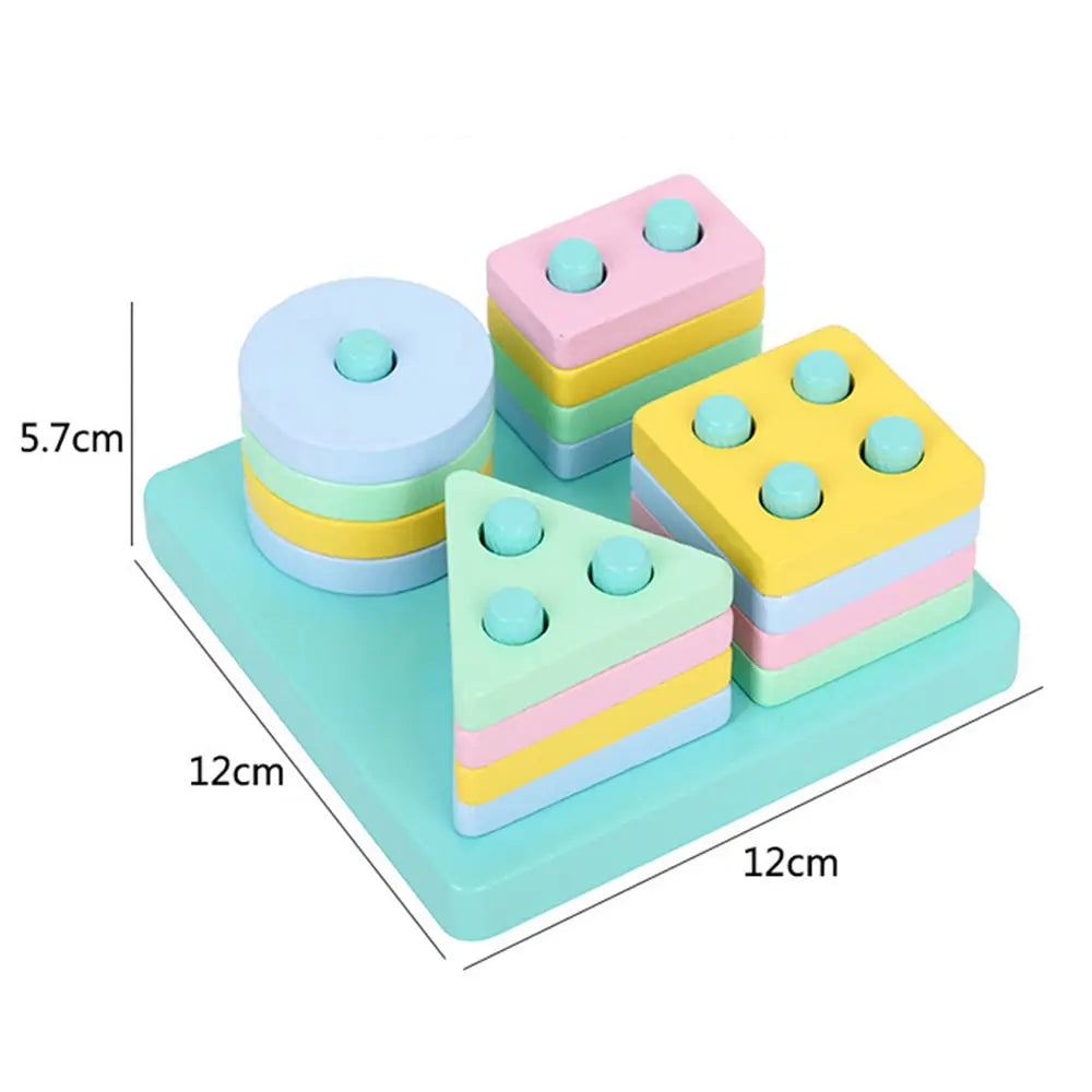 Wooden Shape Sorter & Stacking Toy for Toddlers
