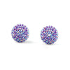 A close-up view of a purple rhinestone resin bayberry ball bead.