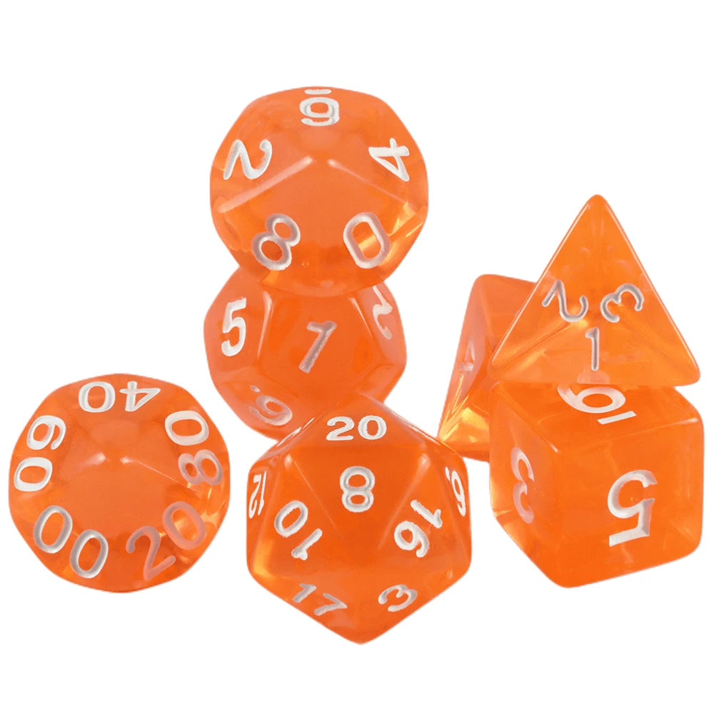 Crystal Clear Polyhedral Dice Set for Tabletop RPGs