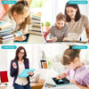A collection of images showing children and adults using an 8.5-inch LCD drawing tablet for various activities like studying,