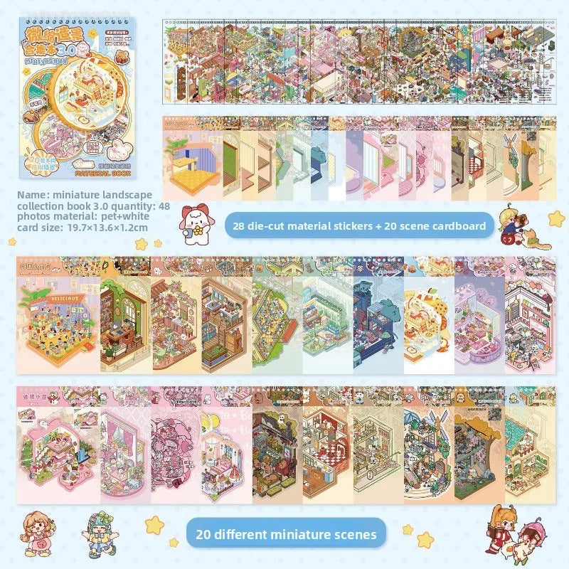 3D Landscape Sticker Collection Book for Scrapbooking & Journaling