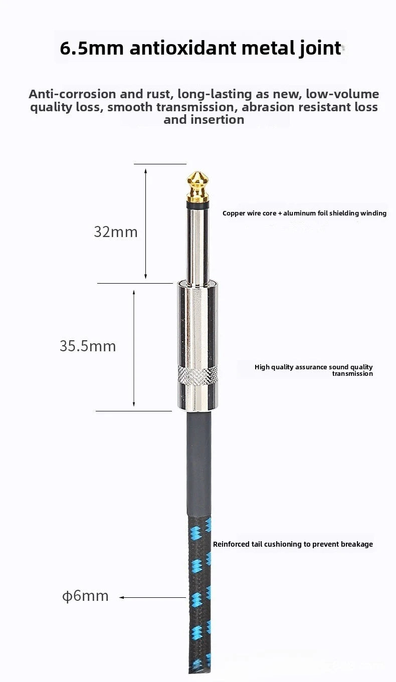 6.35mm Instrument Cable for Guitar & Bass – Flexible, Noise-Isolated 1.5m to 10m