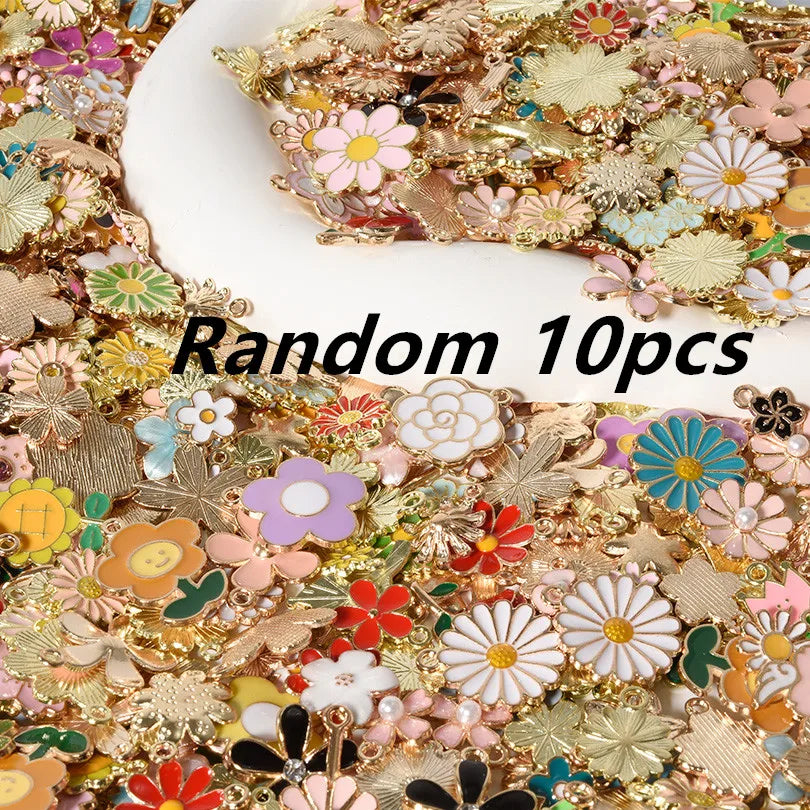 Assorted Enamel Flower Charms for Jewelry Making | Tulip, Rose & More