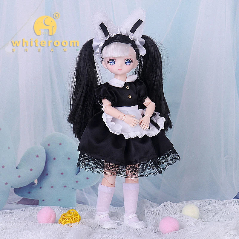 16cm Articulated Fashion Doll with Big Eyes and Dress-Up Outfit