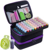 A black diamond art storage container with an open lid showing various tools and organizer trays.