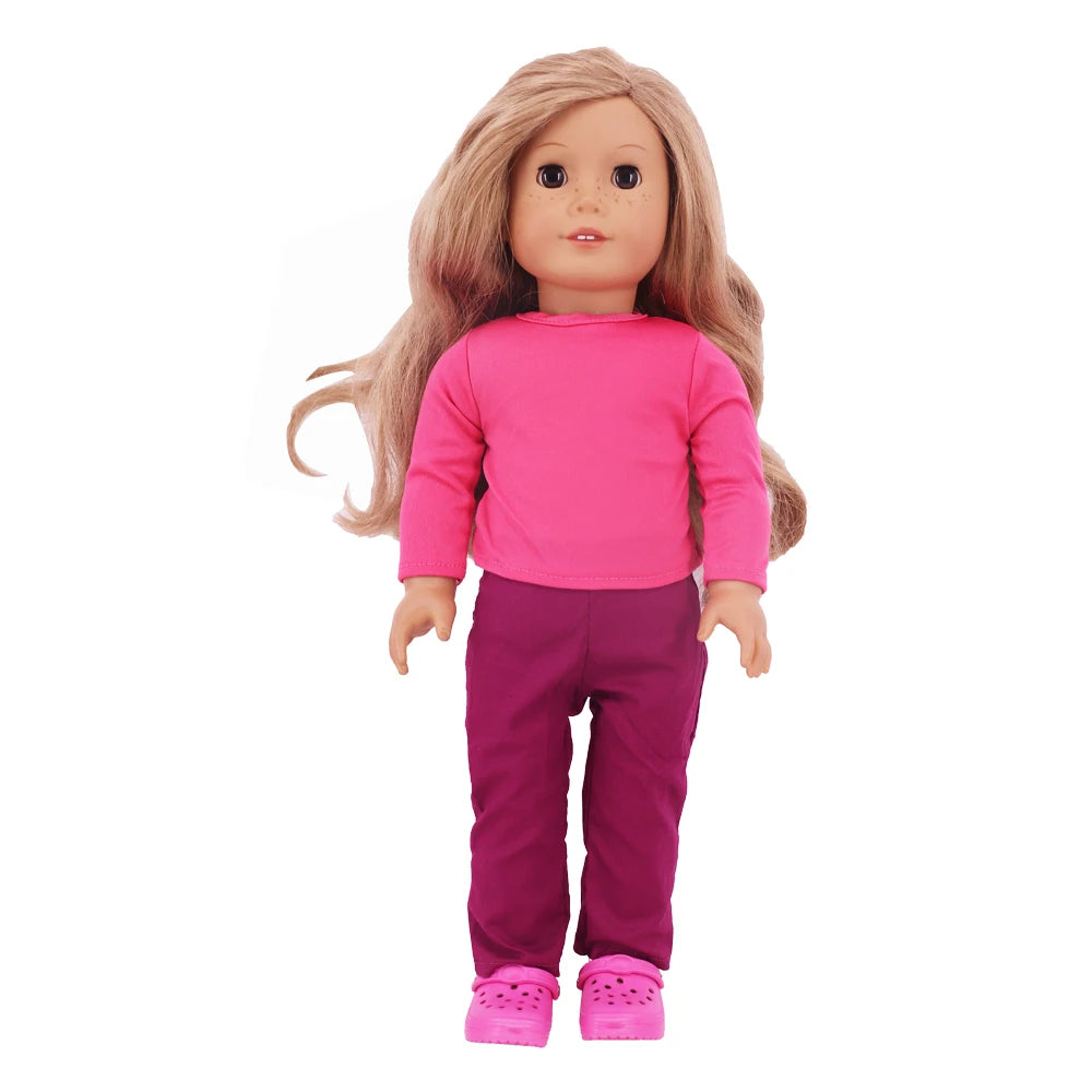Two-Piece Doll Outfit with Top and Pants for 18-Inch and 43cm Dolls