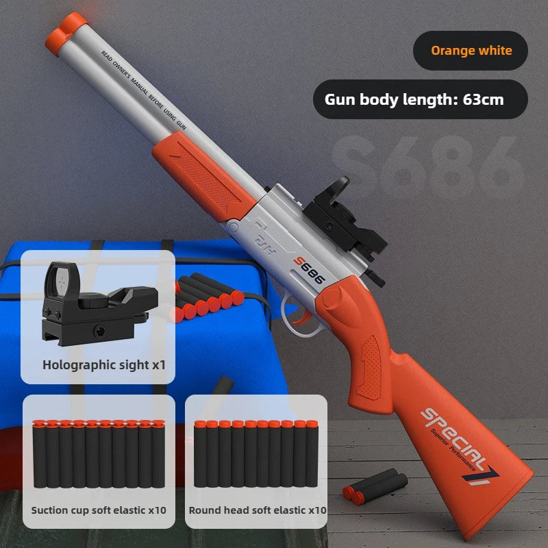 Double-Barrel Soft Bullet Toy Shotgun for Outdoor Play