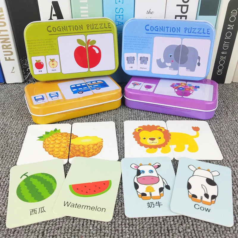 Montessori Wooden Animal Puzzle Set with Storage Box